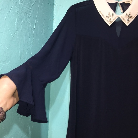 Faith and Joy Jewel Collared Bell Sleeve Blouse - Picture 8 of 13